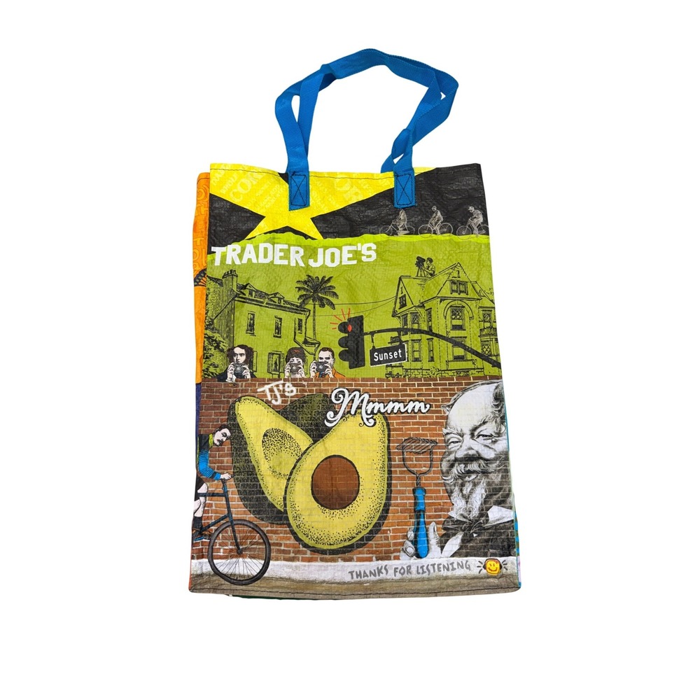Trader Joes Reusable Tote Bag Southern California San Diego Avocado Multicolor